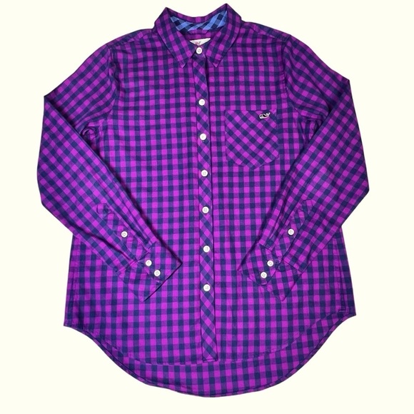 VINEYARD VINES with Cashmere Pink Blue Gingham Plaid Button-Up Shirt Women's S - Picture 8 of 16